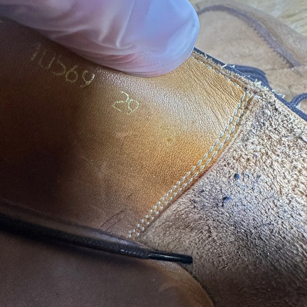 Beckett Simonon Dunham Derby Tan Suede Split Toe Mens Shoes Size 9.5